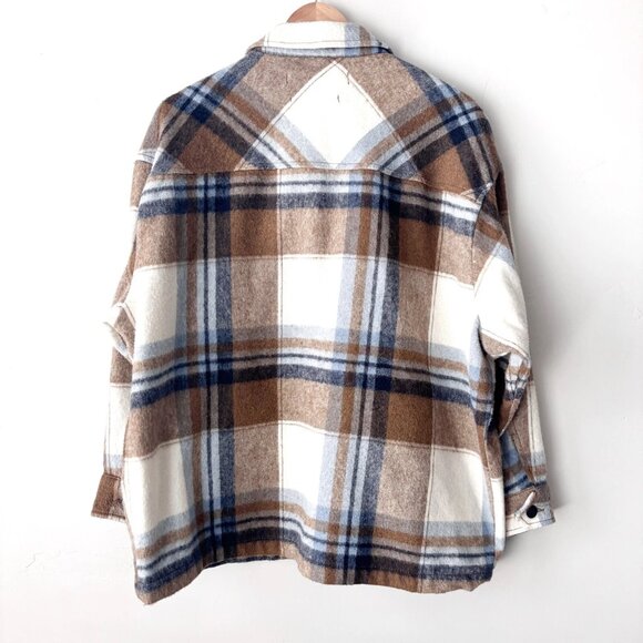 Zara Plaid Shacket Oversized Lumberjack Button Shirt Jacket Plaid M Cabincore - Picture 4 of 8